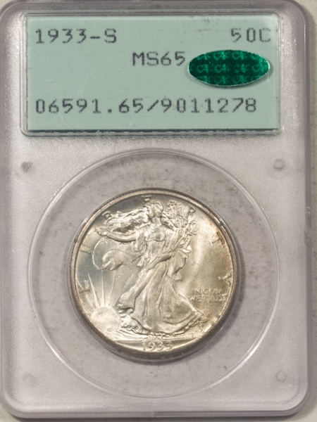 CAC Approved Coins 1933-S WALKING LIBERTY HALF DOLLAR – PCGS MS-65, FRESH SUBERB GEM, RATTLER, CAC!