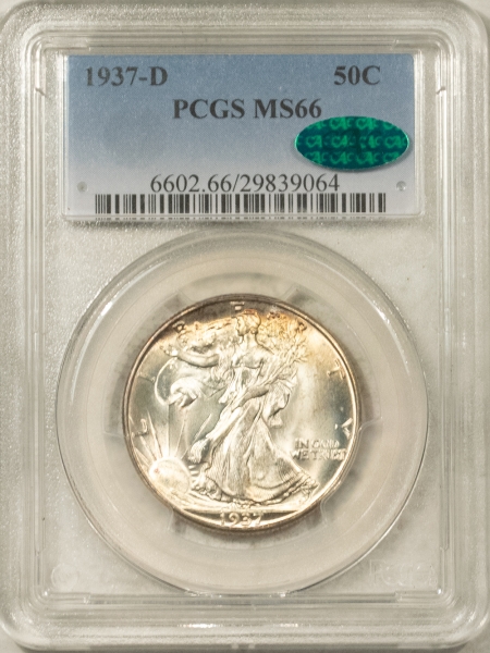 CAC Approved Coins 1937-D WALKING LIBERTY HALF DOLLAR – PCGS MS-66, PRETTY, PQ & CAC APPROVED!