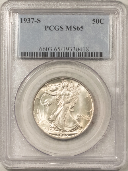 New Certified Coins 1937-S WALKING LIBERTY HALF DOLLAR – PCGS MS-65, FRESH WHITE GEM!