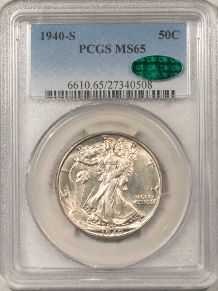 CAC Approved Coins 1940-S WALKING LIBERTY HALF DOLLAR – PCGS MS-65, FRESH, PQ GEM, CAC APPROVED!