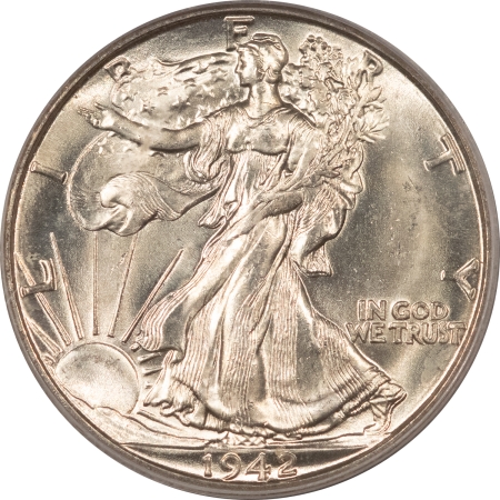 New Certified Coins 1942-D WALKING LIBERTY HALF DOLLAR – PCGS MS-65, FLASHY WHITE GEM!