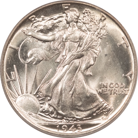 New Certified Coins 1943 WALKING LIBERTY HALF DOLLAR – PCGS MS-64, BLAST WHITE!