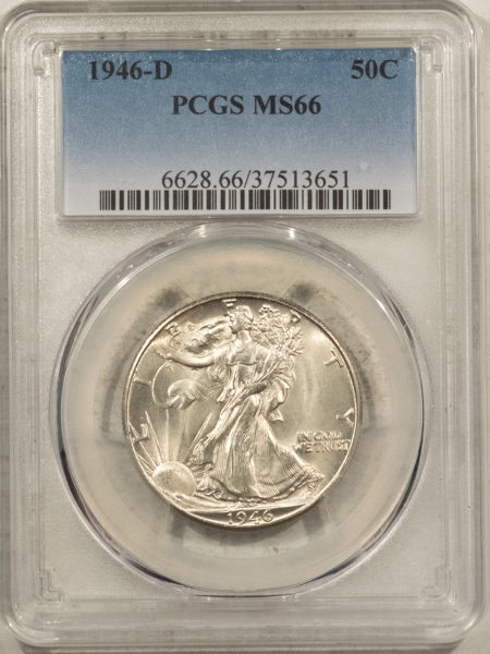 New Certified Coins 1946-D WALKING LIBERTY HALF DOLLAR – PCGS MS-66, BLAST WHITE!