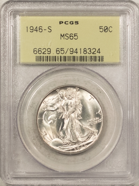 New Certified Coins 1946-S WALKING LIBERTY HALF DOLLAR-PCGS MS65, BLAST WHITE, PQ, OLD GREEN HOLDER!