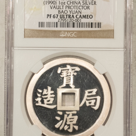 New Certified Coins 1990 1 OZ CHINA BAO YUAN SILVER VAULT PROTECTOR MINT MEDAL NGC PF-67 ULTRA CAMEO