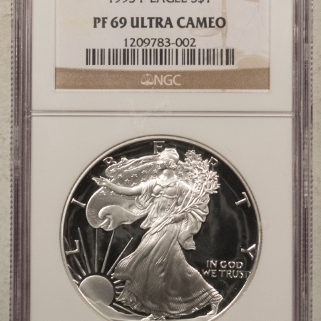 American Silver Eagles 1993-P $1 PROOF AMERICAN SILVER EAGLE, 1 OZ – NGC PF-69 ULTRA CAMEO