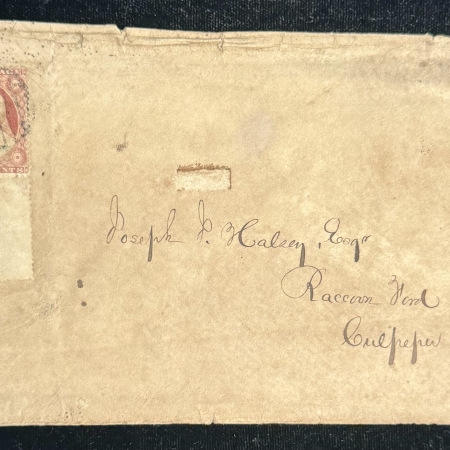 Local Stamps SCOTT #25 PAIR TIED ON VIRGINIA “CIVIL WAR-ERA” COVER, W/ FAIRFAX CH CANCEL-READ