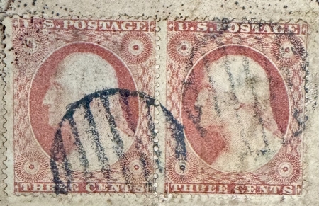 Local Stamps SCOTT #25 PAIR TIED ON VIRGINIA “CIVIL WAR-ERA” COVER, W/ FAIRFAX CH CANCEL-READ