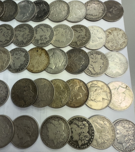 Morgan Dollars 1878-1926 MORGAN DOLLAR & PEACE DOLLAR WHOLESALE LOT OF 49 COINS, CULLS-CIRCS
