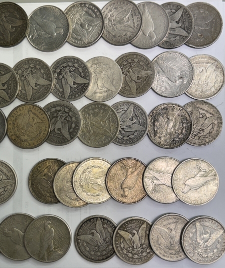 Morgan Dollars 1878-1926 MORGAN DOLLAR & PEACE DOLLAR WHOLESALE LOT OF 49 COINS, CULLS-CIRCS