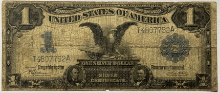 Large Silver Certificates 1899 $1 SILVER CERTIFICATE, “BLACK EAGLE”, FR-236 HONEST CIRCULATED, LOWER GRADE