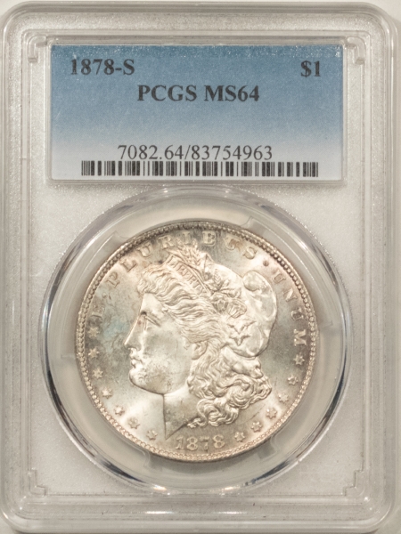 Morgan Dollars 1878-S MORGAN DOLLAR – PCGS MS-64, FRESH & FLASHY
