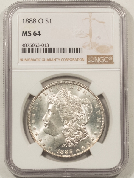 Morgan Dollars 1888-O MORGAN DOLLAR – NGC MS-64, FRESH WHITE & PQ!