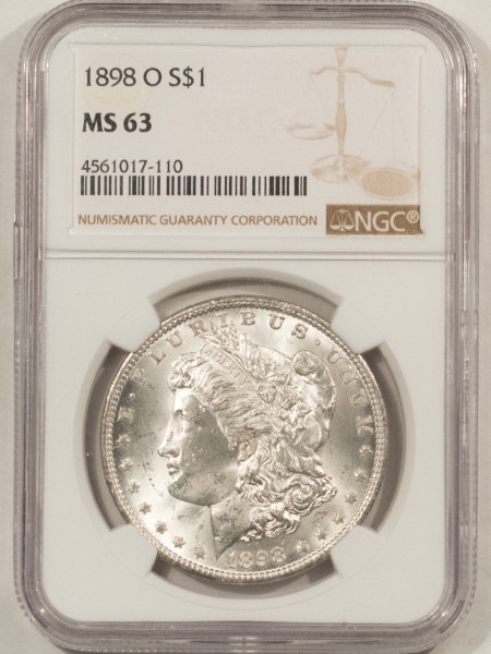 Morgan Dollars 1898-O MORGAN DOLLAR – NGC MS-63, BLAST WHITE & NICE!