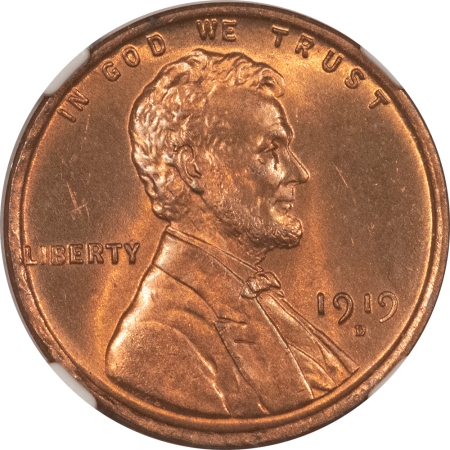Lincoln Cents (Wheat) 1919-D LINCOLN CENT – NGC MS-65 RB, SPOT FREE & PREMIUM QUALITY!