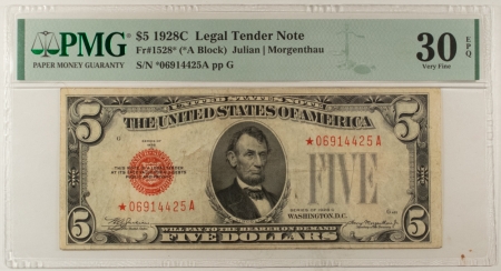 Legal Tender 1928-C $5 LEGAL TENDER RED SEAL, STAR, FR-1528*, PMG CHOICE VERY FINE 30 EPQ