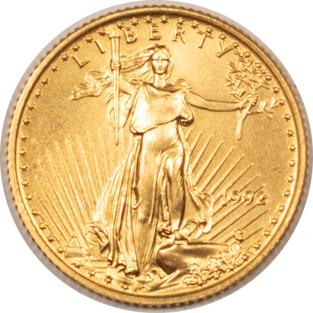 American Gold Eagles, Buffaloes, & Liberty Series 1992 $5 AMERICAN GOLD EAGLE, 1/10 OZ – FRESH GEM UNCIRCULATED!