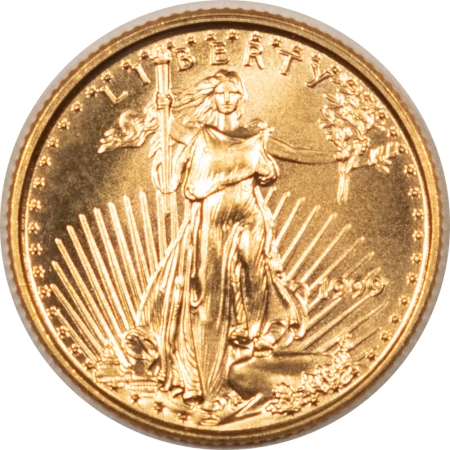 American Gold Eagles, Buffaloes, & Liberty Series 1999 $5 AMERICAN GOLD EAGLE, 1/10 OZ – GEM UNCIRCULATED!