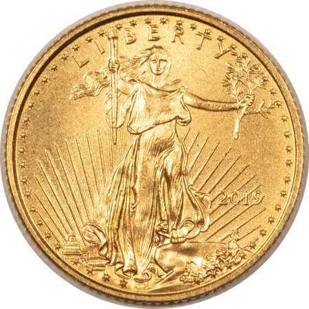 American Gold Eagles, Buffaloes, & Liberty Series 2019 $5 AMERICAN GOLD EAGLE, 1/10 OZ – GEM UNCIRCULATED!