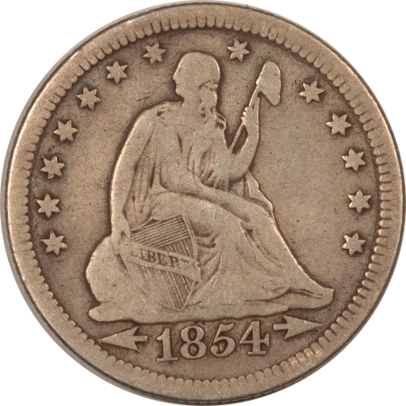 Liberty Seated Quarters 1854 SEATED LIBERTY QUARTER, ARROWS – CIRCULATED, NICE DETAILS BUT CLEANED!