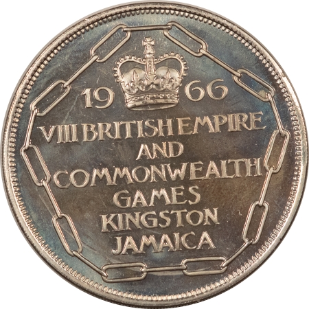 World Certified Coins 1966 JAMAICA PROOF 5 SHILLINGS, COMMON WEALTH GAMES – GEM PROOF W/OGP!
