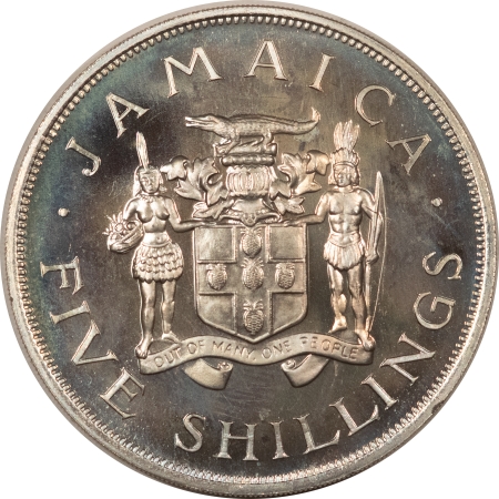 World Certified Coins 1966 JAMAICA PROOF 5 SHILLINGS, COMMON WEALTH GAMES – GEM PROOF W/OGP!