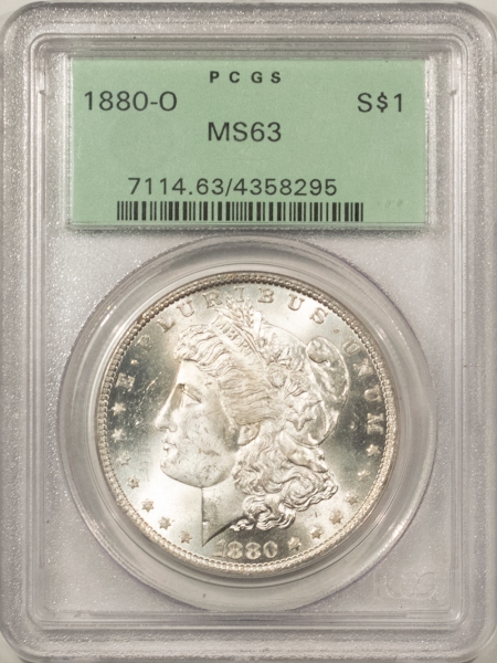 Morgan Dollars 1880-O MORGAN DOLLAR – PCGS MS-63, OGH, BLAST WHITE & PQ+!