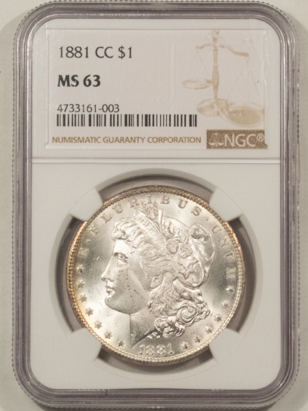 Morgan Dollars 1881-CC MORGAN DOLLAR – NGC MS-63, BLAST WHITE CARSON CITY!