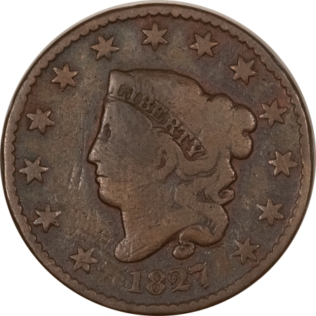 New Store Items 1827 CORONET HEAD LARGE CENT – CIRCULATED!