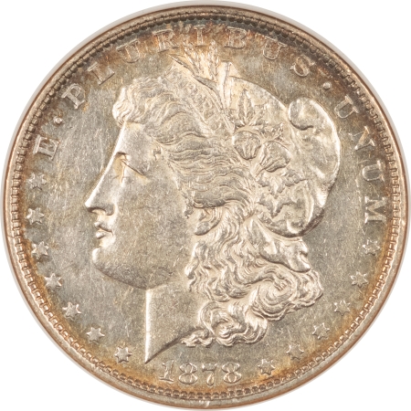 Morgan Dollars 1878 8TF MORGAN DOLLAR, VAM-9, FIRST DIE PAIR, TOP-100 ANACS AU-53 FLASHY & NICE