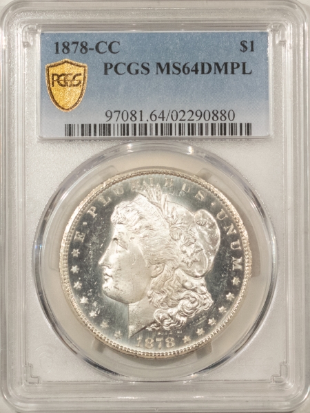 Morgan Dollars 1878-CC MORGAN DOLLAR – PCGS MS-64 DMPL, BLACK & WHITE, ULTRA DEEP! CARSON CITY!