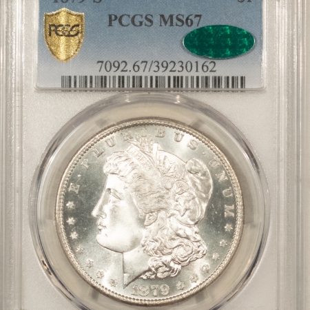 Morgan Dollars 1879-S MORGAN DOLLAR – PCGS MS-67 CAC BLAZING WHITE & PQ, 67+ QUALITY, PRISTINE!