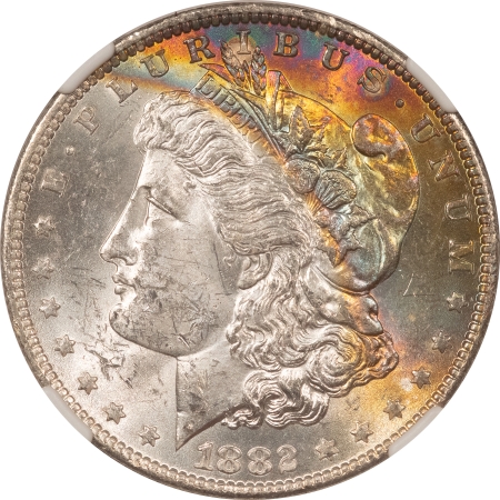Morgan Dollars 1882-O MORGAN DOLLAR – NGC UNCIRCULATED, RAINBOW TONING! GREAT SOUTHERN HOARD!