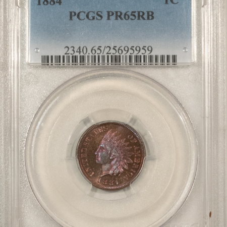 New Store Items 1884 PROOF INDIAN CENT – PCGS PR-65 RB, PRETTY GEM PROOF!