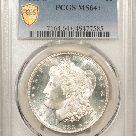 Morgan Dollars 1885-S MORGAN DOLLAR – PCGS MS-64+, PREMIUM QUALITY HEADLIGHT! SEMI-PROOFLIKE!