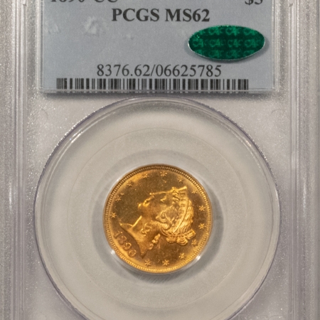 New Store Items 1890-CC $5 LIBERTY GOLD – PCGS MS-62, AMAZING LUSTER, PREMIUM QUALITY+ & CAC!