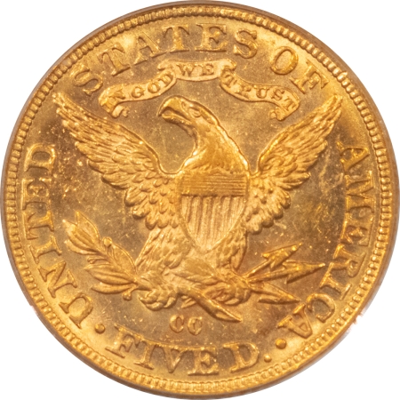 $5 1890-CC $5 LIBERTY GOLD – PCGS MS-62, AMAZING LUSTER, PREMIUM QUALITY+ & CAC!