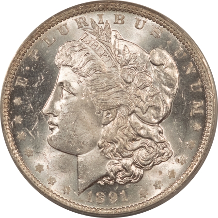 Morgan Dollars 1891-O MORGAN DOLLAR – ANACS MS-62, BLAST WHITE & WELL-STRUCK, LOOKS CHOICE, PQ!