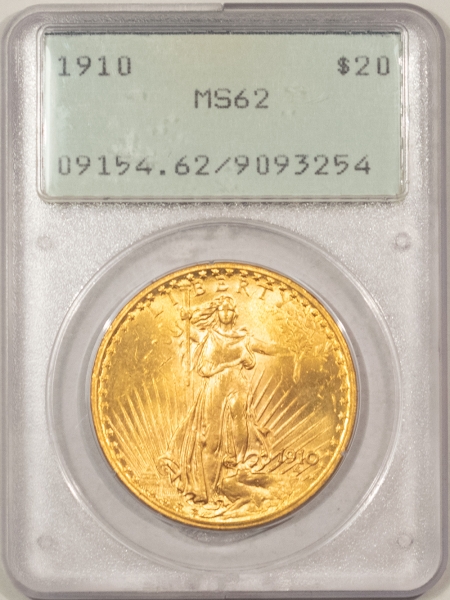 $20 1910 $20 ST GAUDENS GOLD – PCGS MS-62, RATTLER & PREMIUM QUALITY!