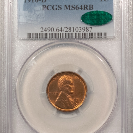 New Store Items 1916-D LINCOLN CENT – PCGS MS-64 RB, ORIGINAL, PREMIUM QUALITY & CAC APPROVED!