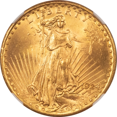 $20 1924 $20 ST GAUDENS GOLD – NGC MS-64, LUSTROUS & NICE!