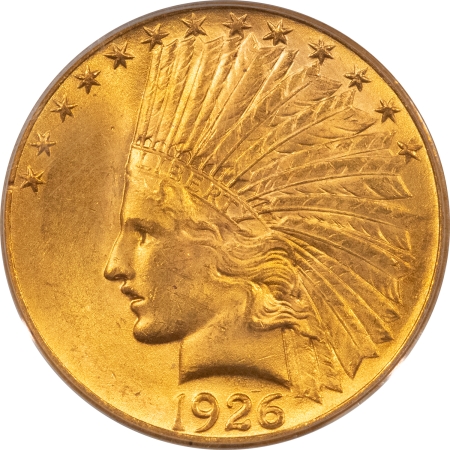 $10 1926 $10 INDIAN GOLD – PCGS MS-63, OLD GREEN HOLDER & PREMIUM QUALITY!