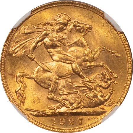 New Certified Coins 1927-SA, SOUTH AFRICA GOLD SOVEREIGN, NGC MS-63, .2354 AGW, FRESH LUSTROUS COIN!