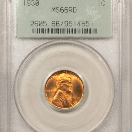 Lincoln Cents (Wheat) 1930 LINCOLN CENT – PCGS MS-66 RD, OLD GREEN HOLDER & PREMIUM QUALITY!