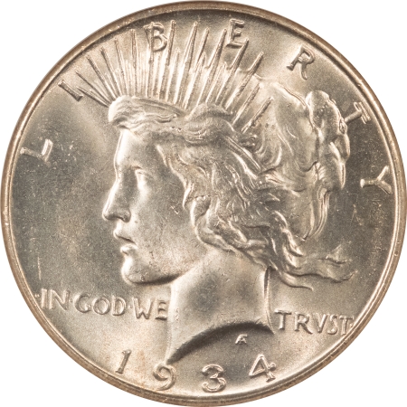 Dollars 1934-S PEACE DOLLAR – NGC MS-64, BLAST WHITE KEY-DATE, LUSTROUS & WELL-STRUCK!