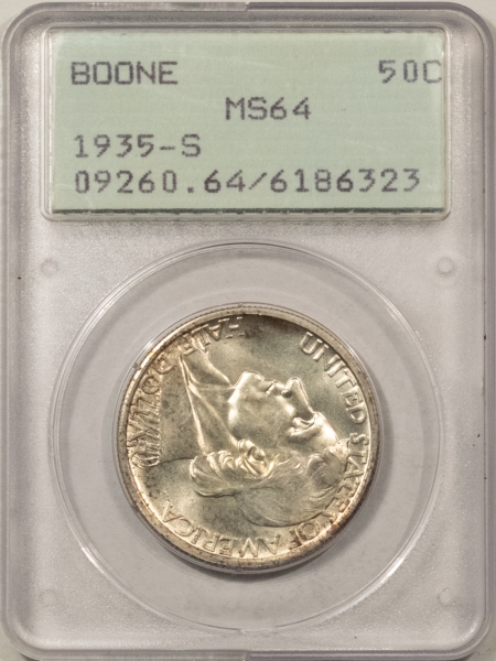 New Certified Coins 1935-S BOONE COMMEMORATIVE HALF DOLLAR – PCGS MS-64, RATTLER, PREMIUM QUALITY!