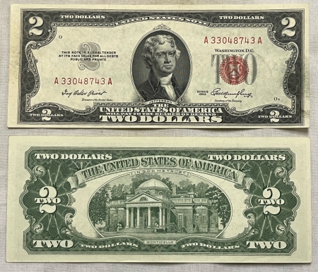 New Store Items 1953-1963 9 PC LOT OF RED SEALS $2 USN, FR1509-1514 – XF+ – CHOICE UNCIRCULATED!