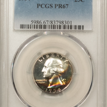 New Certified Coins 1954 PROOF WASHINGTON QUARTER – PCGS PR-67, SUPERB W/ STUNNING COLOR!