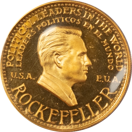 Exonumia 1970 GERMANY .900 FINE GOLD MEDAL .4355 AGW ROCKEFELLER POLITICAL COMMEM, SCARCE