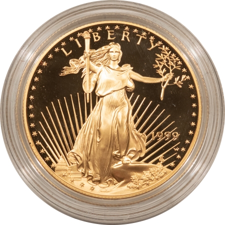 American Gold Eagles, Buffaloes, & Liberty Series 1999-W $50 PROOF AMERICAN GOLD EAGLE, 1 OZ – GEM PROOF W/ ORIG GOV’T PACKAGE!